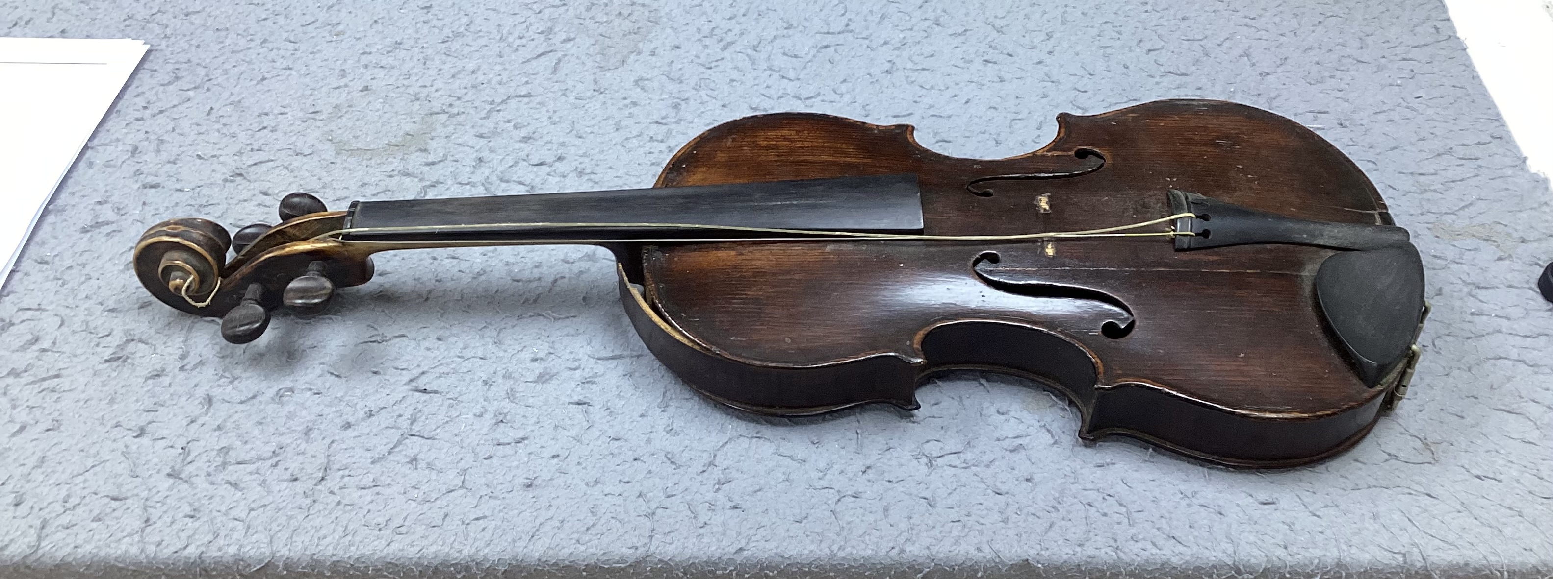 A George Craske (1797-1888) violin with a Hill & Son label, cased (a.f.)